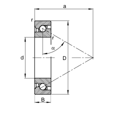 推力角接觸球軸承 BSB045100-T, 單向，接觸角 α = 60°，限制公差