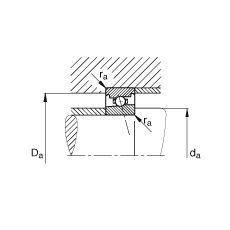 主軸軸承 HS71907-E-T-P4S, 調(diào)節(jié)，成對或單元安裝，接觸角 α = 25°，限制公差